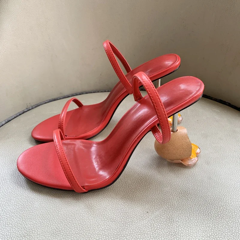 Strappy Heeled Sandals - Letnie sandały na paskach z odkrytymi