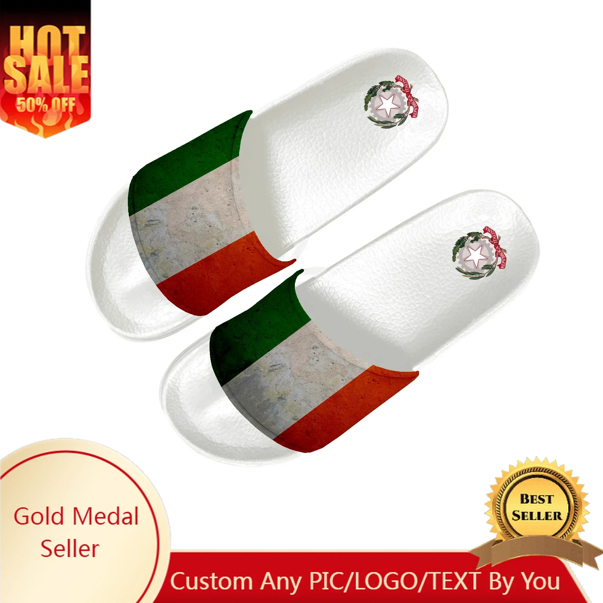 Women Shoes Made In Italy - Klapki z motywem włoskiej flagi, idealne