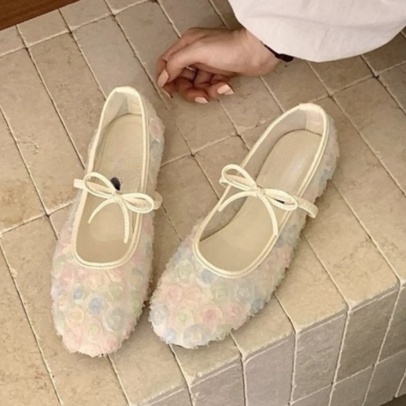 Women Shoes With Heels - Delikatne Nowe Chińskie Różane Siateczkowe Baleriny