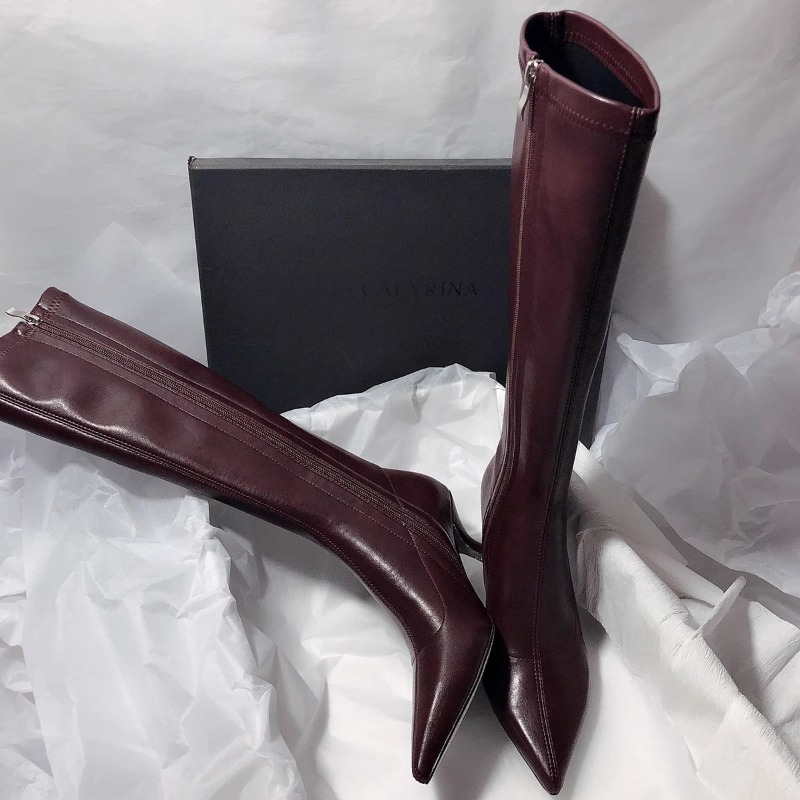 High Knee Heel Boots - Jesienne, modne botki na szpilce, damskie,