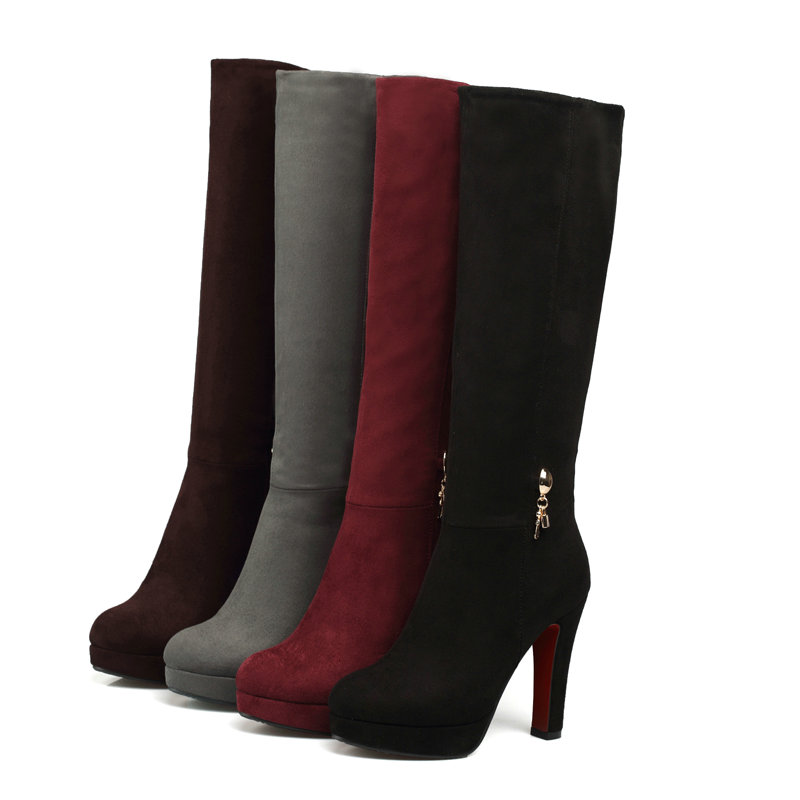 Sztuczny zamsz nubukowy skóra  – High Knee Heel Boots recenzja i cena