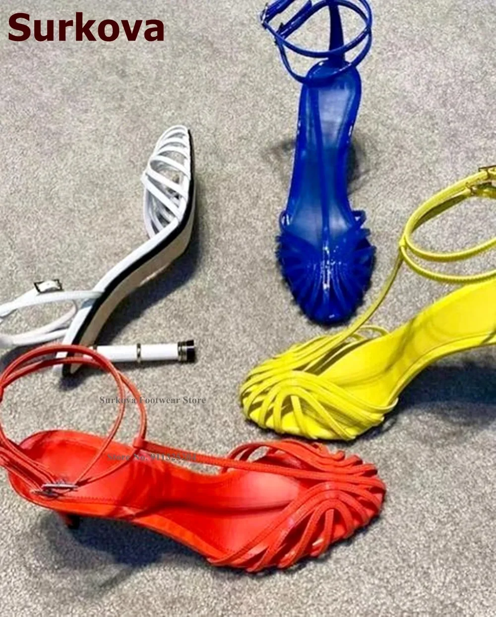 Surkova Matowe skórzane sandał – Strappy Heeled Sandals recenzja i cena