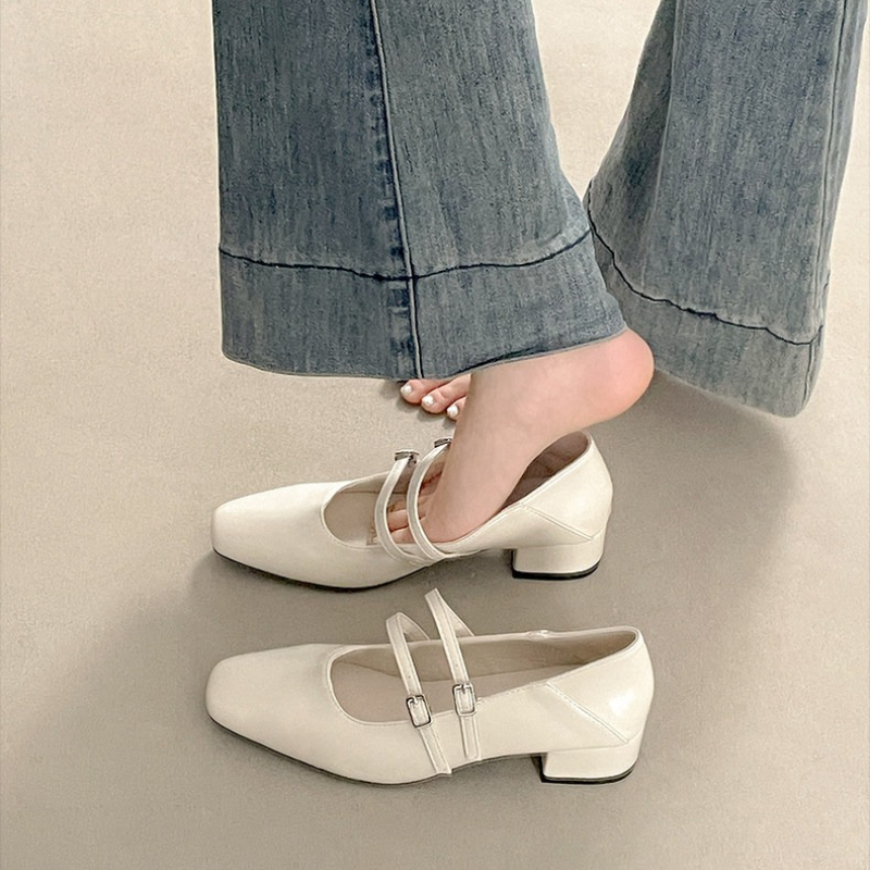 Kwadratowe noski, niski obcas, – Women Shoes With Heels recenzja i cena
